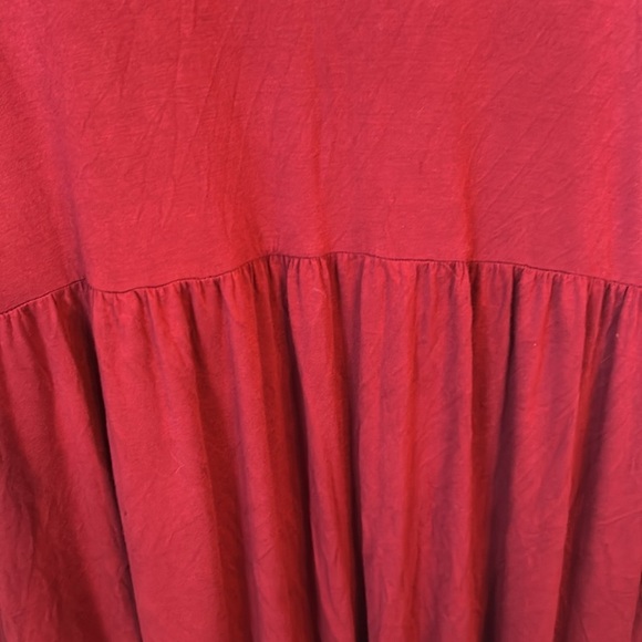 Holiday red dress.  T-shirt material with long sleeves.​ - Picture 4 of 4